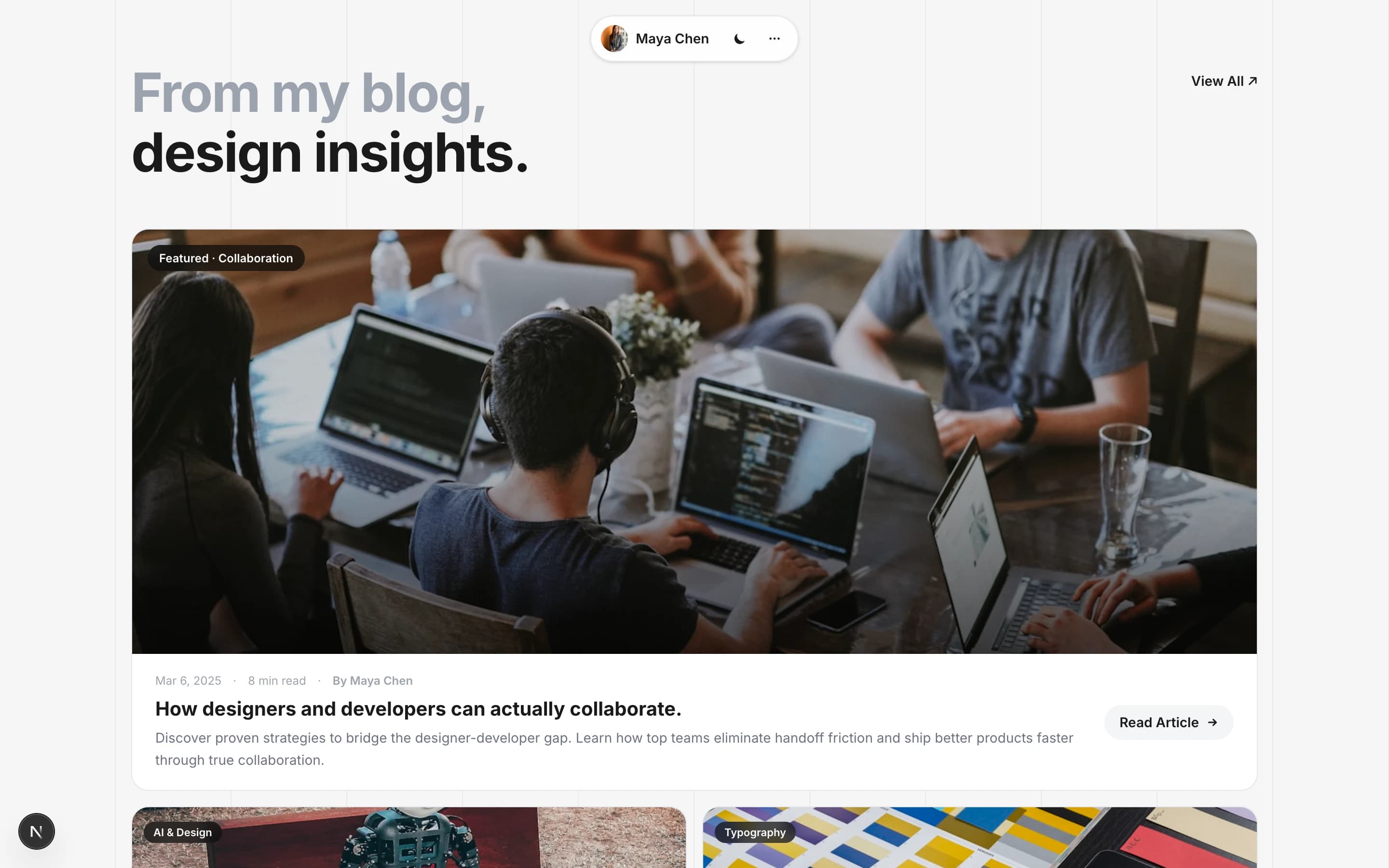 Blog section preview
