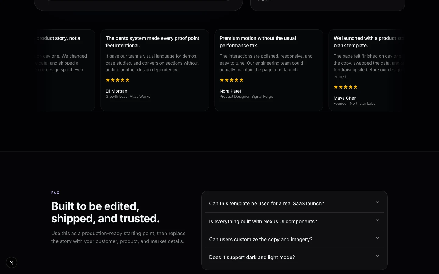 FAQ section preview